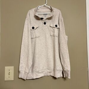 Old Navy Boys Light Tan Sweater Quarter Button Down Waffle Sweater Large